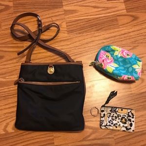 Michael Kors black cross body with Vera Bradley ID